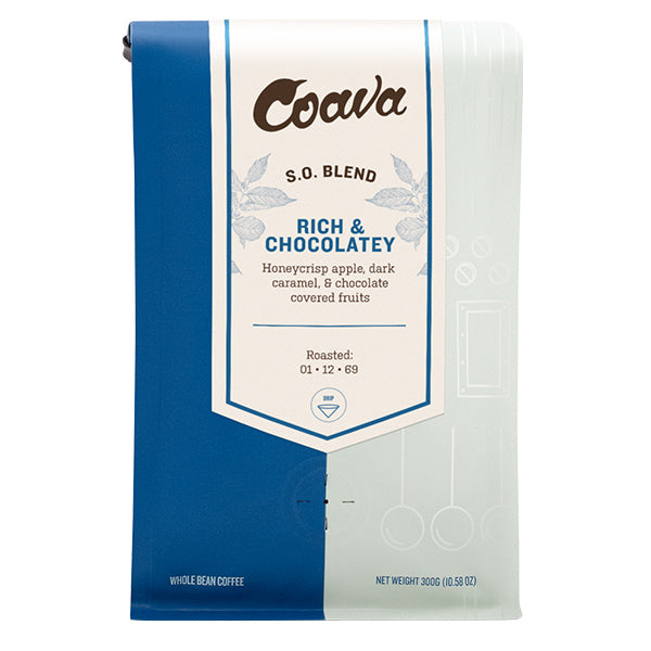 Great picture of the packaging for Coava Coffee Roasters SO Blend Espresso coffee roast.