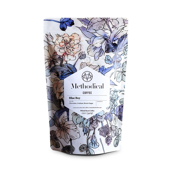 Daring picture of the packaging for Methodical Coffee Blue Boy coffee roast.